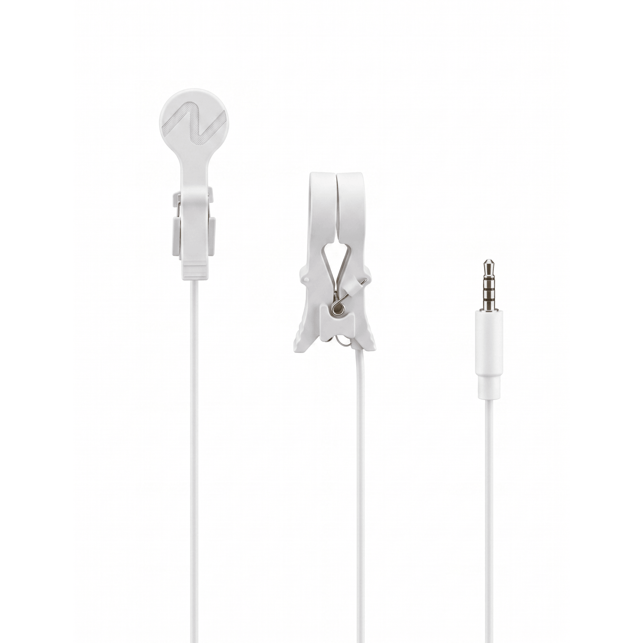 White Serenity clips with conductive contacts and 3.5 mm connector